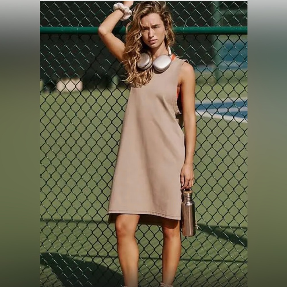 Free People Sleeveless Shift Dress in Beige